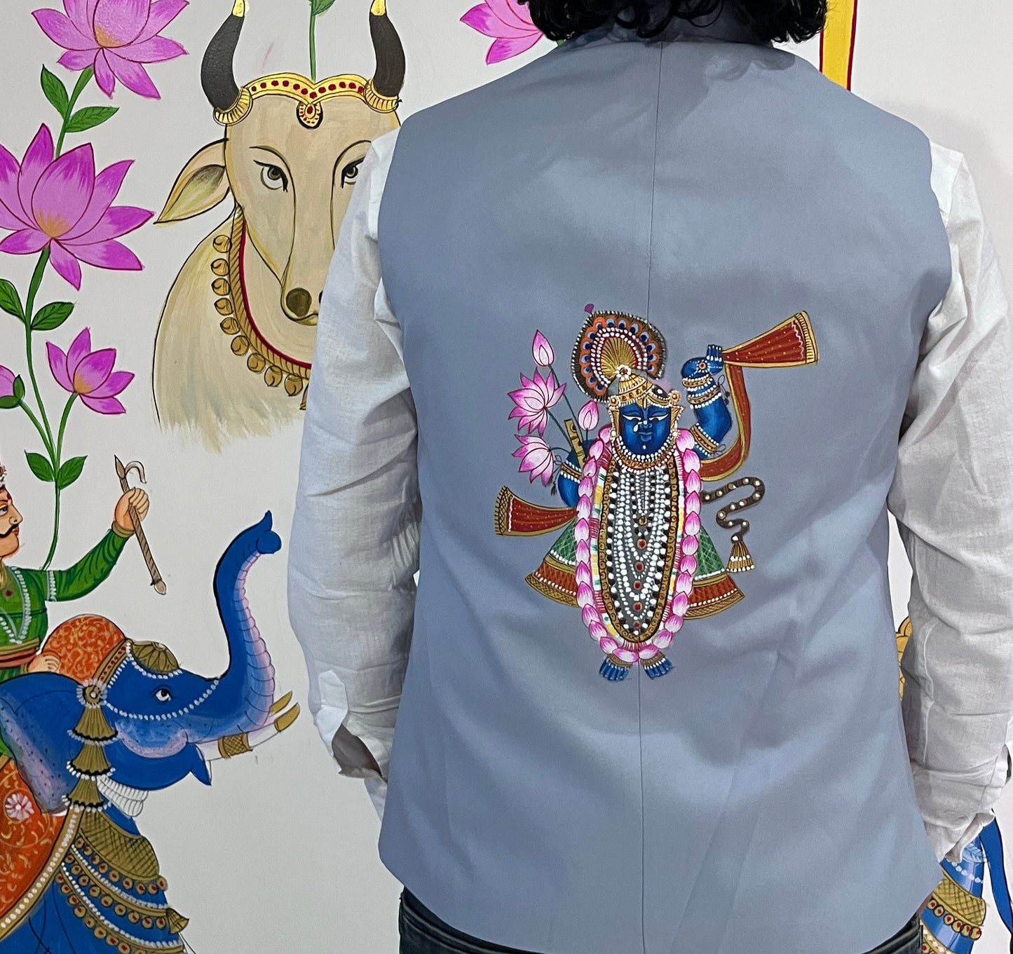 Shrinath Ji Hand-Painted Nehru Jacket