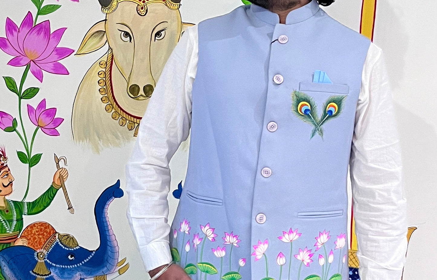 Shrinath Ji Hand-Painted Nehru Jacket