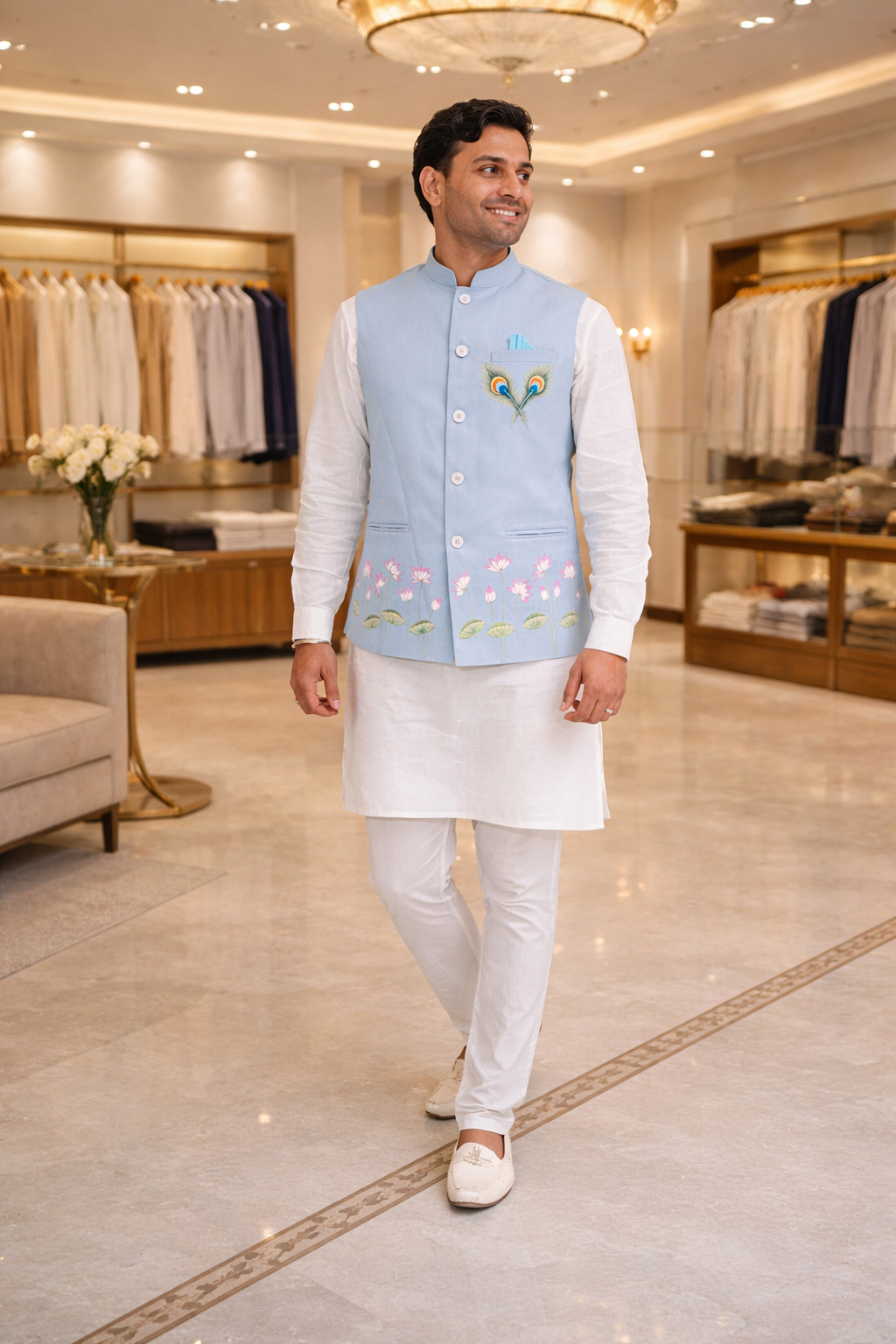 Shrinath Ji Hand-Painted Nehru Jacket