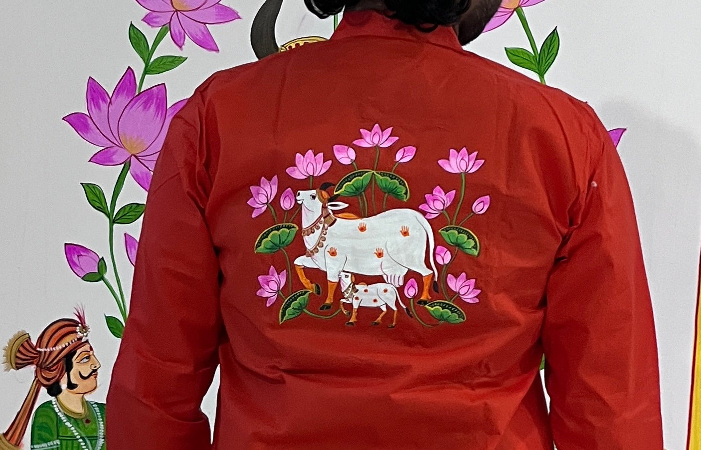 HAND-PAINTED RED KURTA PAYJAMA SET